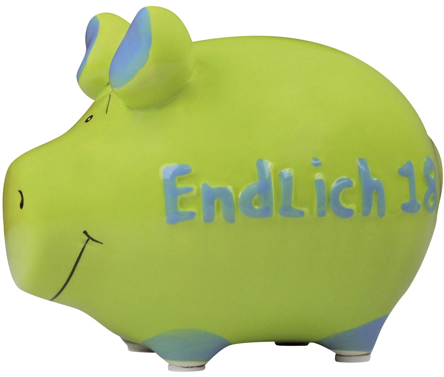 Spardose Schwein "Endlich 18" - Keramik, klein Spardose Schwein "Endlich 18" - Keramik, klein