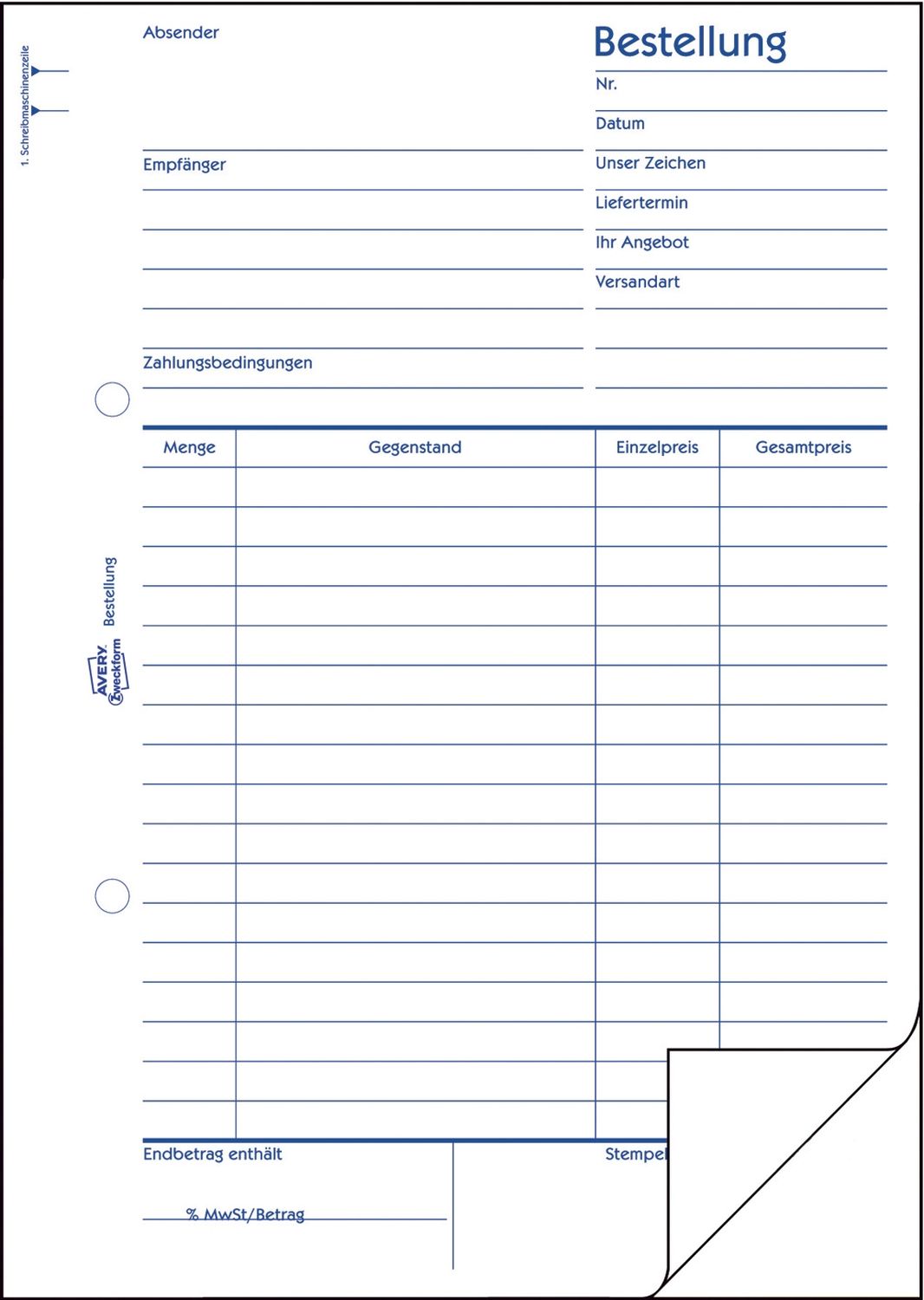 1406 Bestellung, DIN A5, vorgelocht, 2 x 50 Blatt, weiß 1406 Bestellung, DIN A5, vorgelocht, 2 x 50 Blatt, weiß