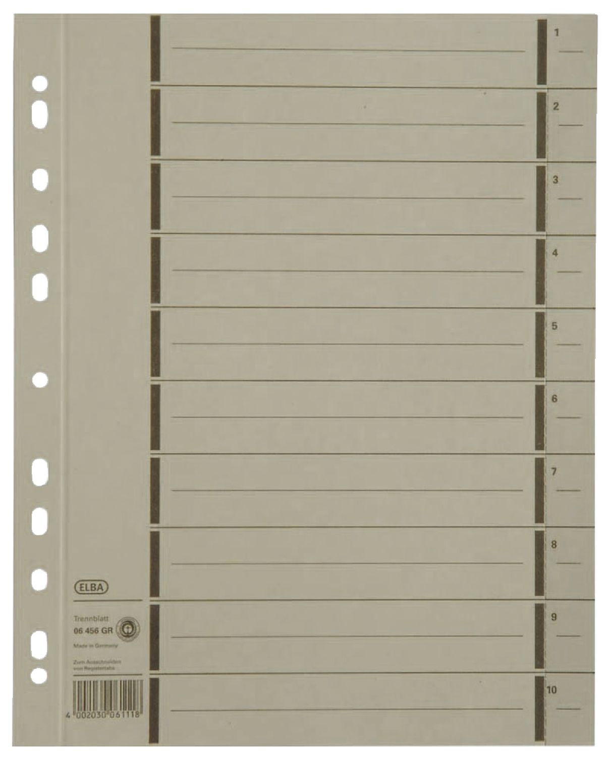Trennblätter mit Perforation - A4 Überbreite, grau, 100 Stück Trennblätter mit Perforation - A4 Überbreite, grau, 100 Stück