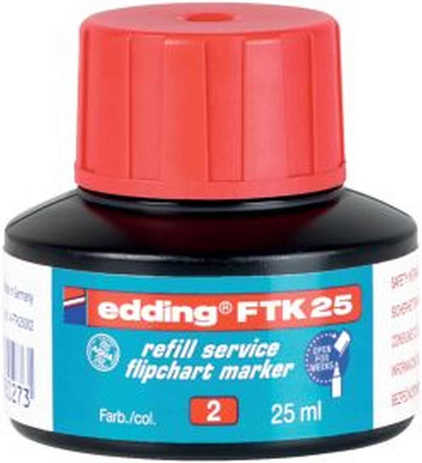 FTK 25 Nachfülltusche - für Flipchartmarker, 25 ml, rot FTK 25 Nachfülltusche - für Flipchartmarker, 25 ml, rot