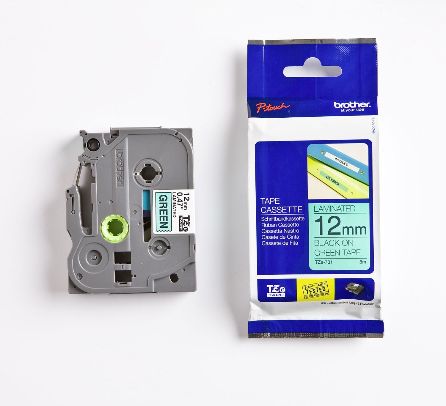 TZe-731 Schriftbandkassette - laminiert, 12 mm x 8 m, schwarz auf grün TZe-731 Schriftbandkassette - laminiert, 12 mm x 8 m, schwarz auf grün