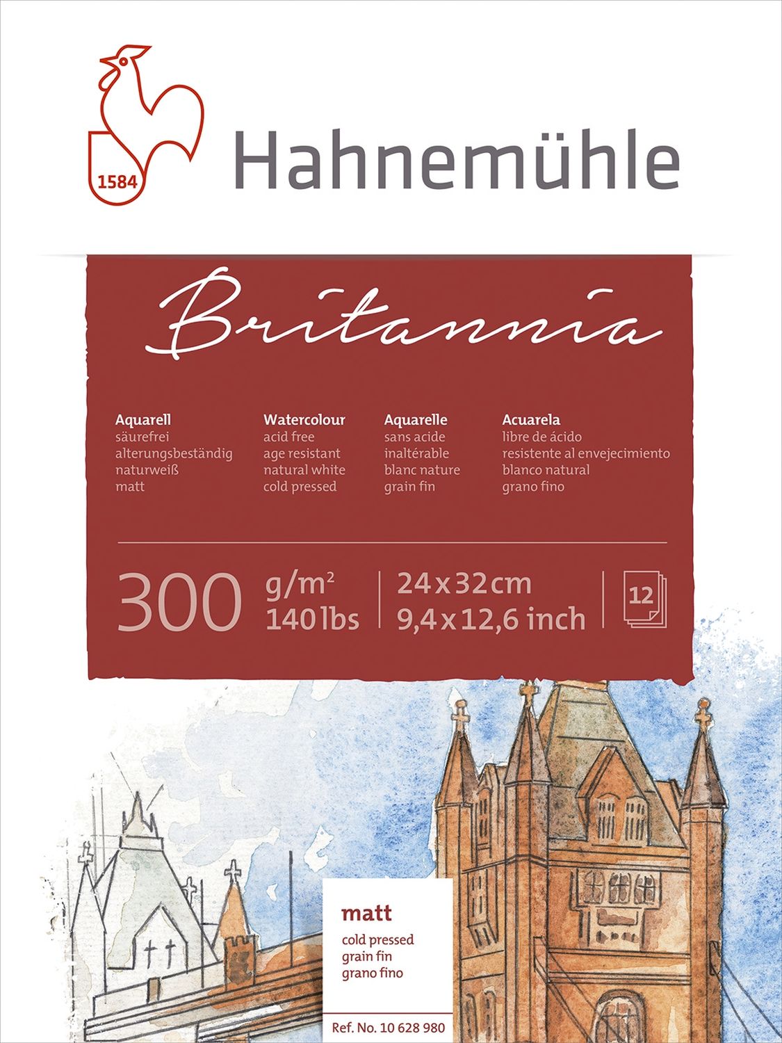 Aquarellblock - 24 x 32 cm, 300 g/qm, 12 Blatt Aquarellblock - 24 x 32 cm, 300 g/qm, 12 Blatt