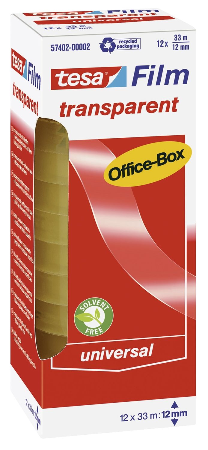 Klebefilm Office Box - transparent, 12 mm x 33 m, 12 Rollen Klebefilm Office Box - transparent, 12 mm x 33 m, 12 Rollen