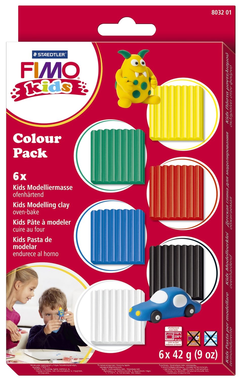 Modelliermasse FIMO® kids Colour pack - basic, Kunststoff, 6 x 42g