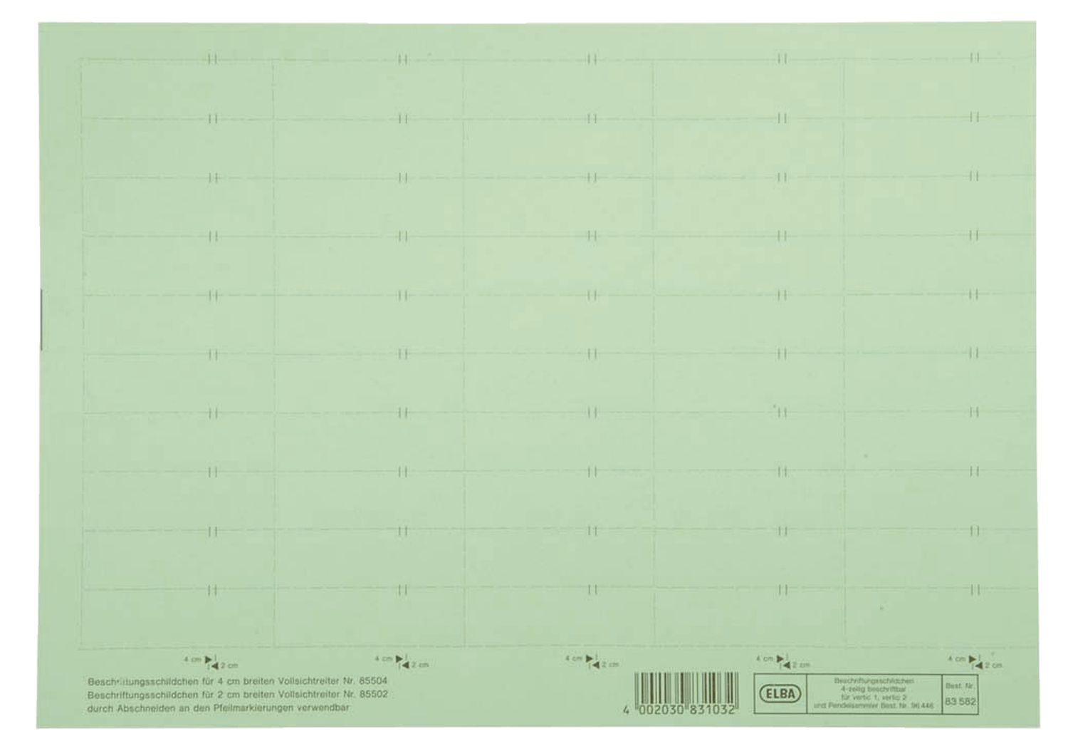 Beschriftungsschilder Elba vertic® 100420976 / 83582GN für Elba vertic®, PC-Beschriftung, 58 x 18 mm, grün, 50 Stück Beschriftungsschilder Elba vertic® 100420976 / 83582GN für Elba vertic®, PC-Beschriftung, 58 x 18 mm, grün, 50 Stück