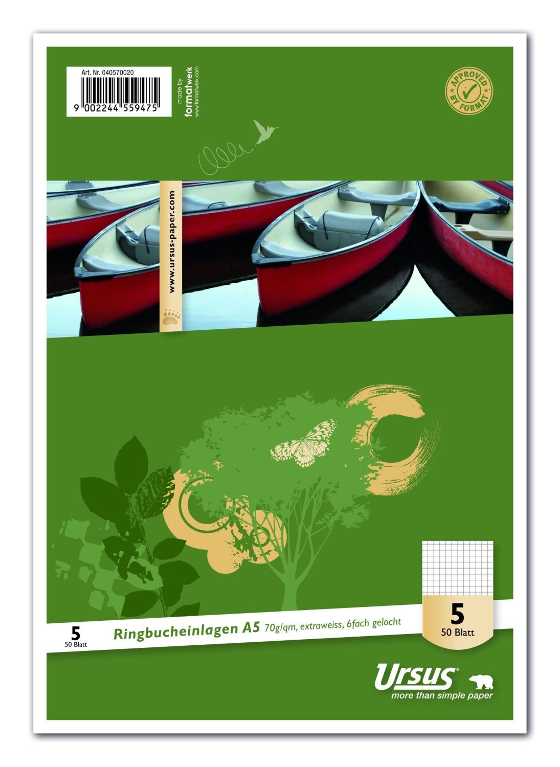 Ringbucheinlage - LIN5, A5, 50 Blatt, 70 g/qm, kariert Ringbucheinlage - LIN5, A5, 50 Blatt, 70 g/qm, kariert