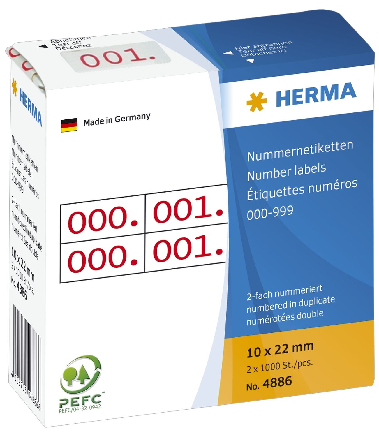 4886 Nummernetiketten doppelt selbstklebend 10x22 mm Aufdruck rot 4886 Nummernetiketten doppelt selbstklebend 10x22 mm Aufdruck rot