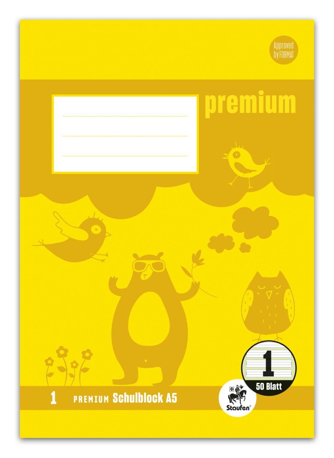 Schulblock PREMIUM LIN 1 - A5, 50 Blatt, 90 g/qm, liniert farbig Schulblock PREMIUM LIN 1 - A5, 50 Blatt, 90 g/qm, liniert farbig