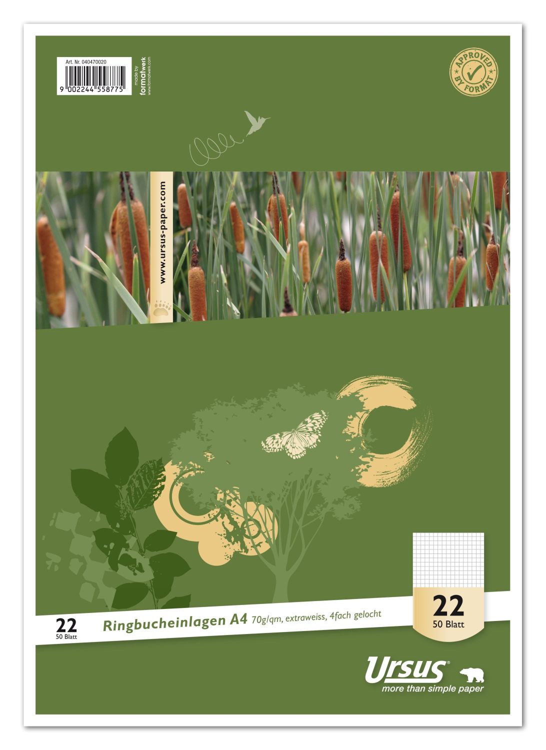 Ringbucheinlage - LIN22, A4, 50 Blatt, 70 g/qm, kariert Ringbucheinlage - LIN22, A4, 50 Blatt, 70 g/qm, kariert