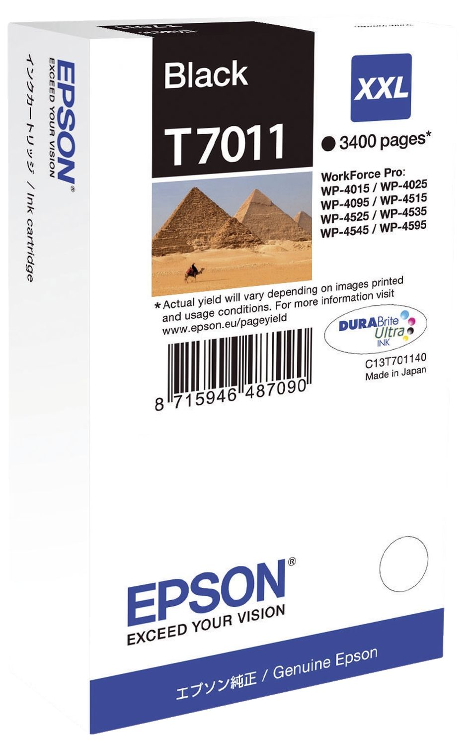 Original Epson Tintenpatrone schwarz XXL (C13T70114010,T701140,T7011,T70114010)