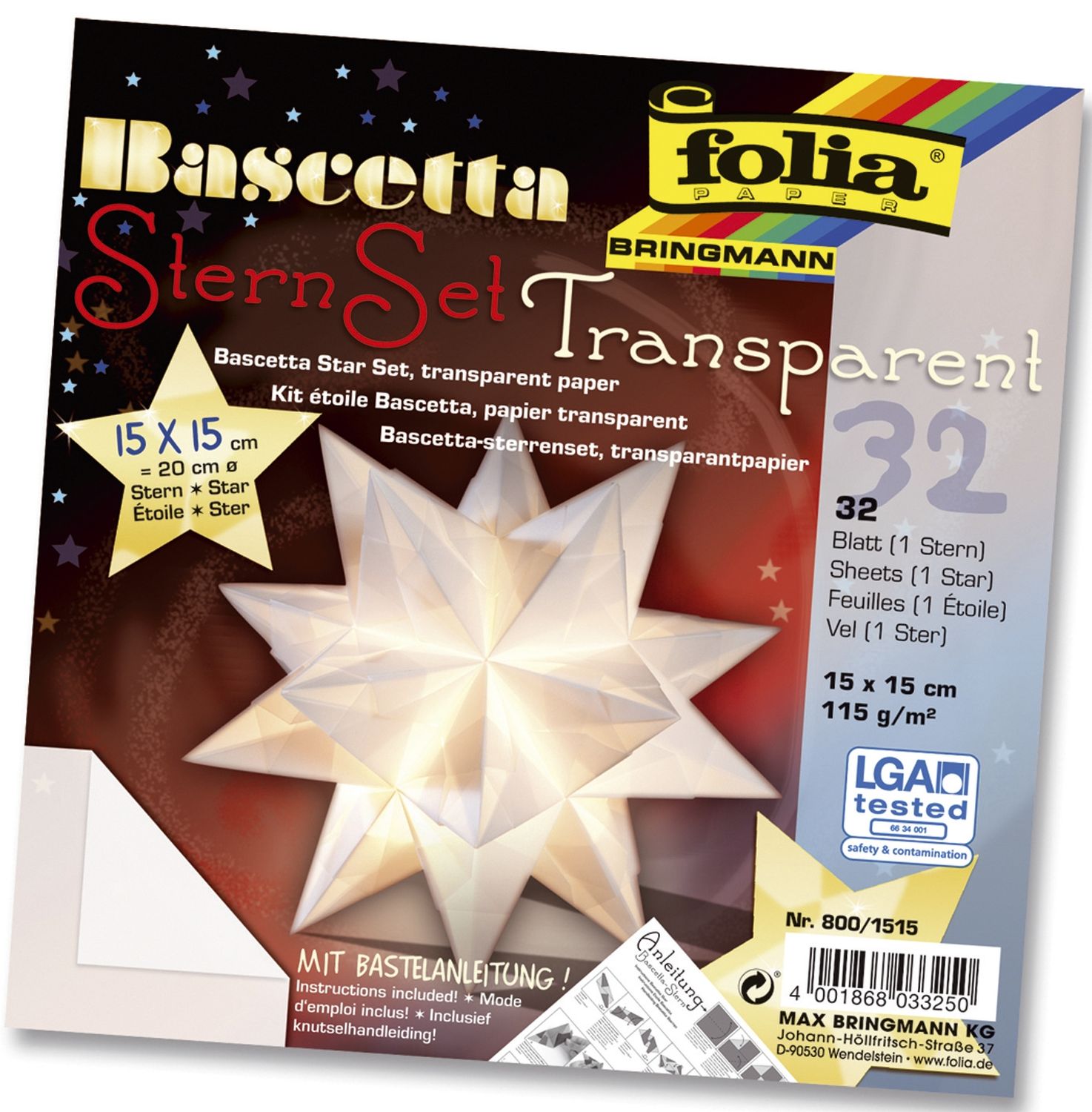 Bascetta Stern - weiß, transparent, Ø 20 cm Bascetta Stern - weiß, transparent, Ø 20 cm