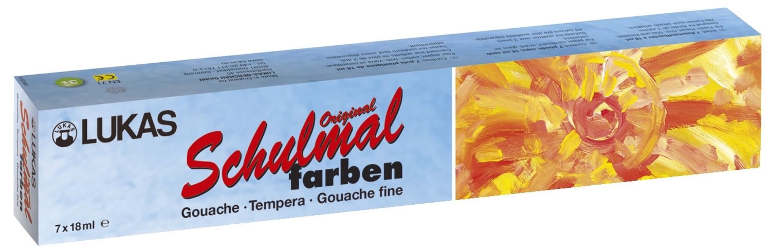 Schulmalfarben Grundsortiment, 7 Farben x 18 ml