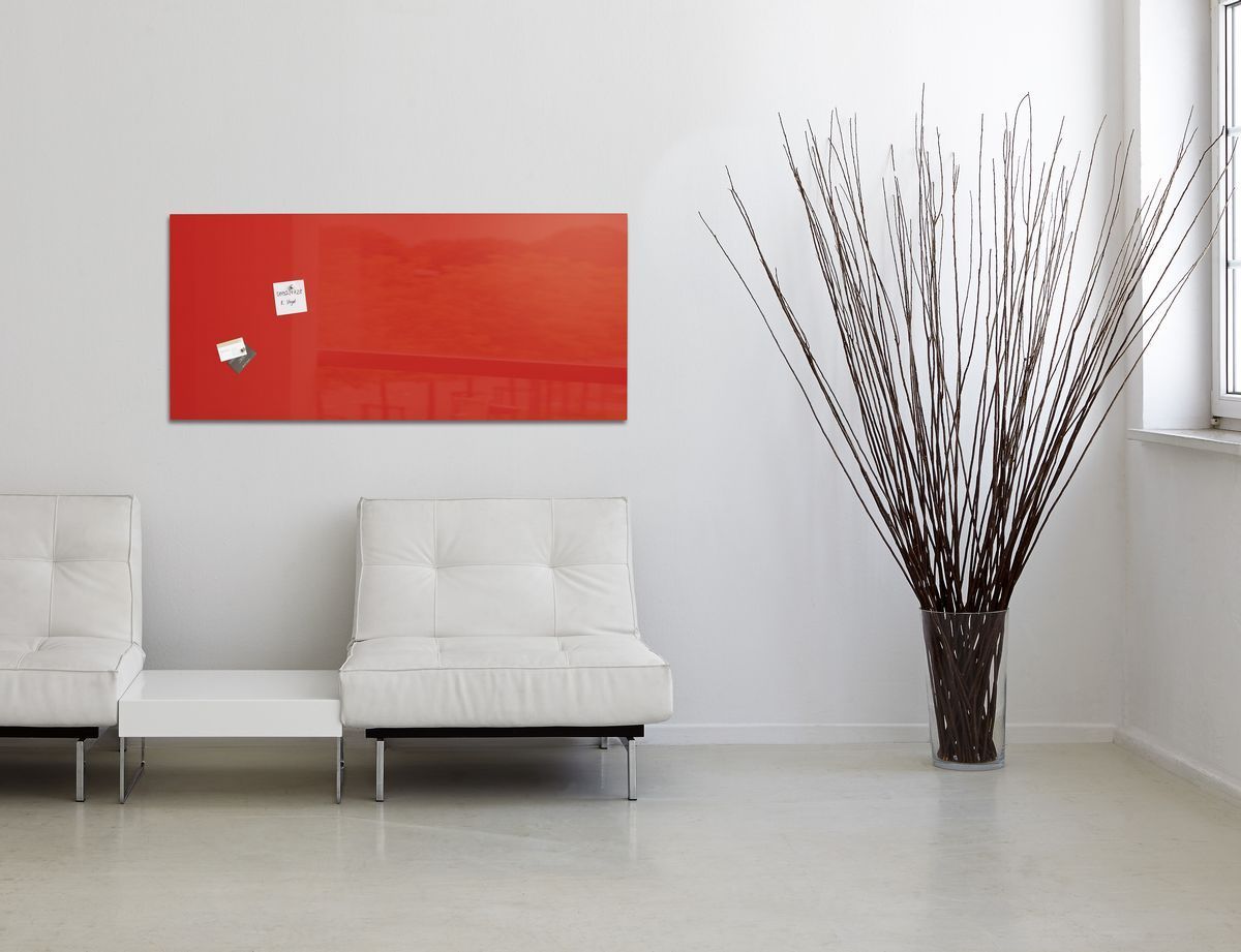 Glas-Magnetboard Artverum - rot, 130 x 55 cm, 1 Stück Glas-Magnetboard Artverum - rot, 130 x 55 cm, 1 Stück