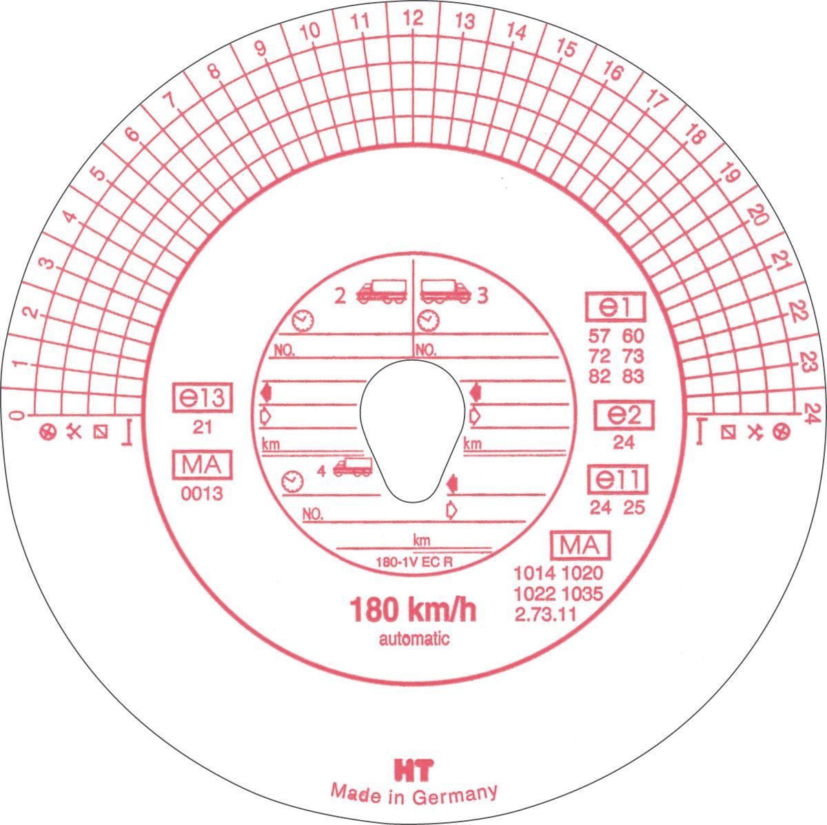 Original HAUG Diagrammscheiben 180 100 (180 km/h Automatik), 100 Stück