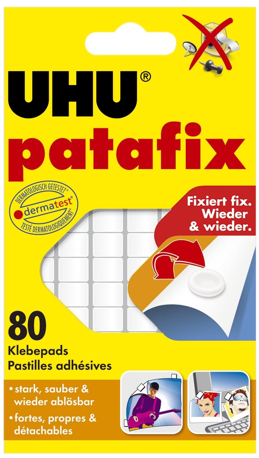 Klebestücke patafix Original - 80 Stück, weiß, ablösbar Klebestücke patafix Original - 80 Stück, weiß, ablösbar
