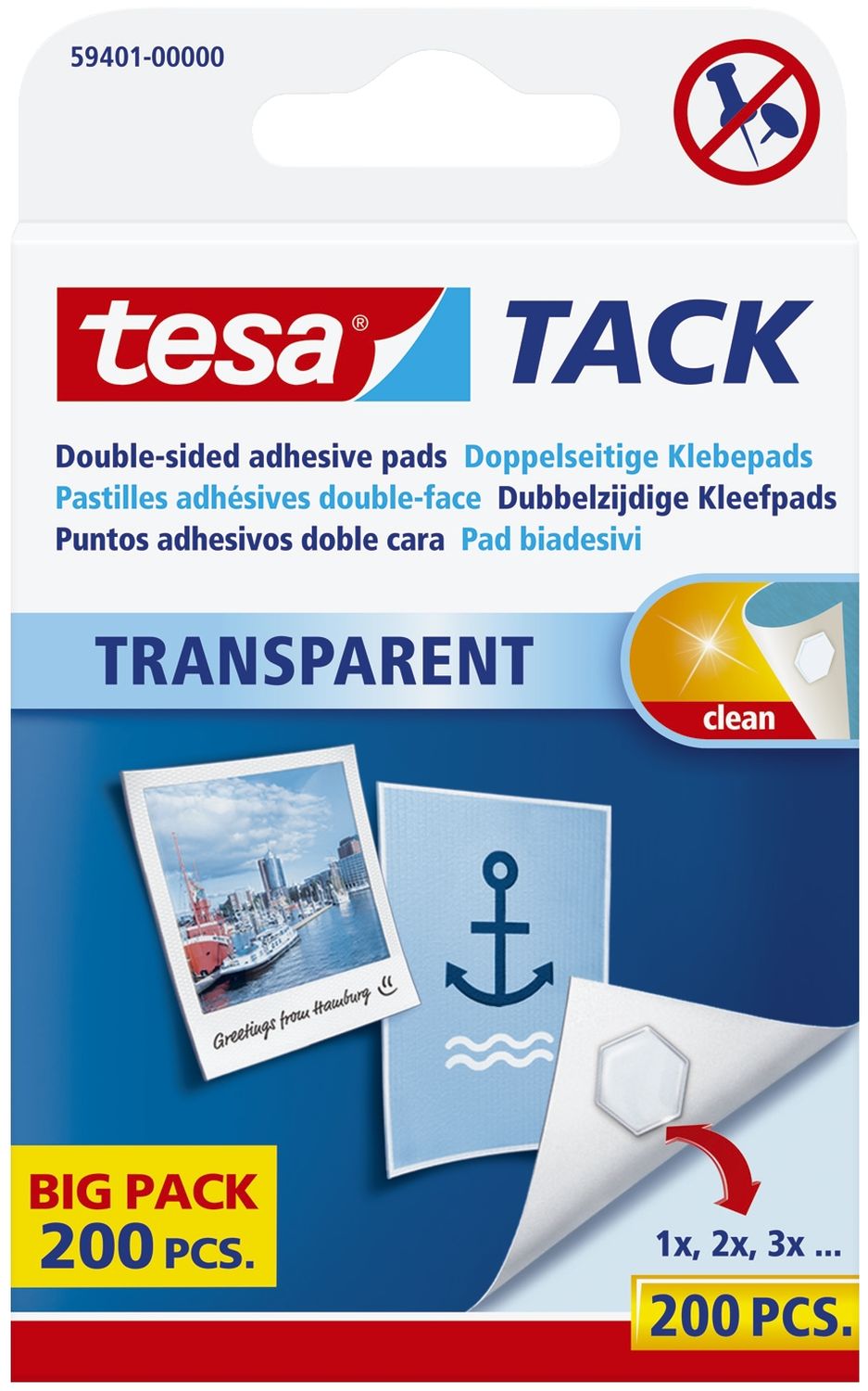 Tack® Klebestücke - 200 Stück, 10 x 10 mm, transparent, ablösbar Tack® Klebestücke - 200 Stück, 10 x 10 mm, transparent, ablösbar