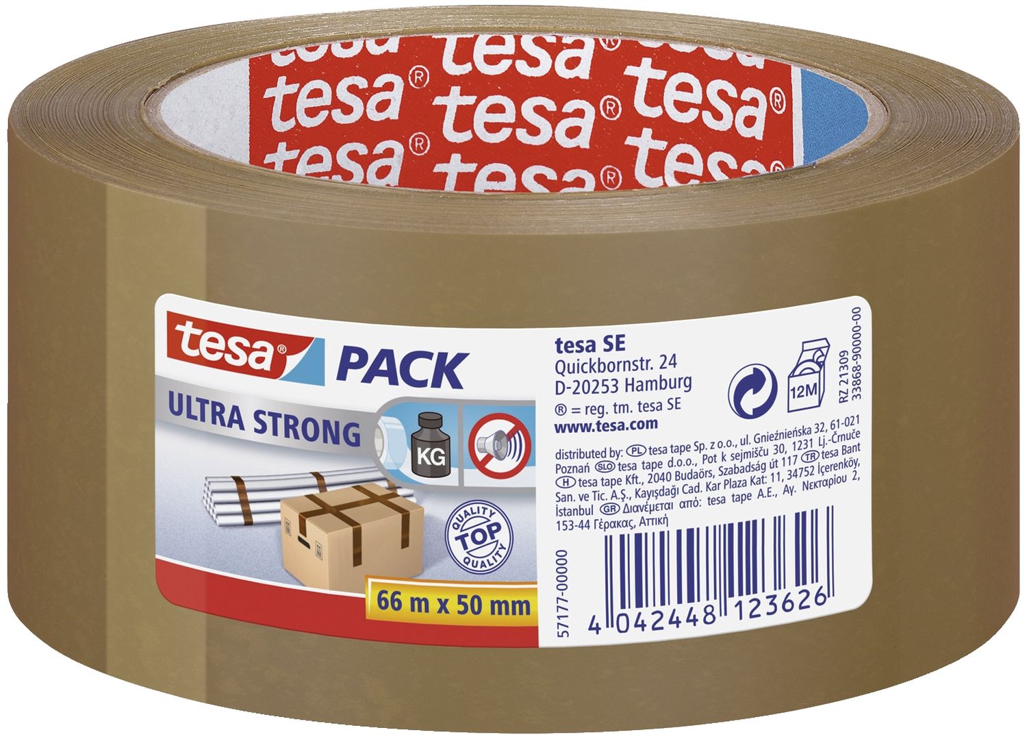 Verpackungsklebeband tesapack® Ultra Strong, PVC, 66 m x 50 mm, braun Verpackungsklebeband tesapack® Ultra Strong, PVC, 66 m x 50 mm, braun