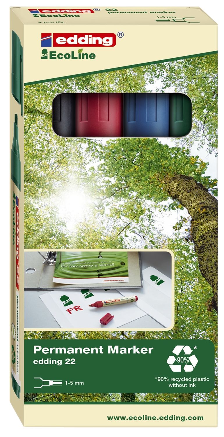 22 Permanentmarker EcoLine - nachfüllbar, 1 - 5 mm, 4 Farben sortiert 22 Permanentmarker EcoLine - nachfüllbar, 1 - 5 mm, 4 Farben sortiert