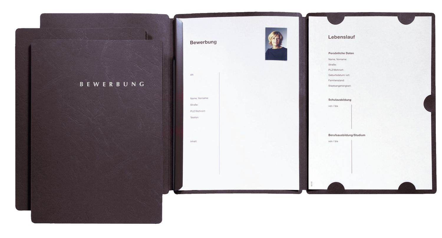 Bewerbungsset Select - schwarze, 3-teilig, Klemmschiene und Halbmondstanzung, 3 Stück Bewerbungsset Select - schwarze, 3-teilig, Klemmschiene und Halbmondstanzung, 3 Stück