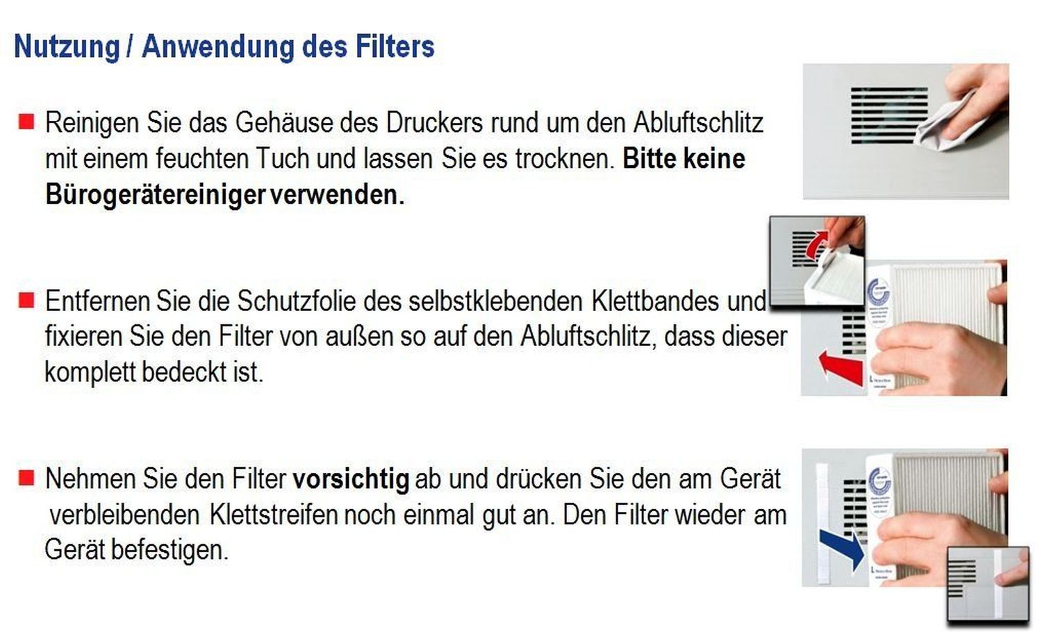 Clean Air Feinstaubfilter für Laserdrucker, Größe L Clean Air Feinstaubfilter für Laserdrucker, Größe L