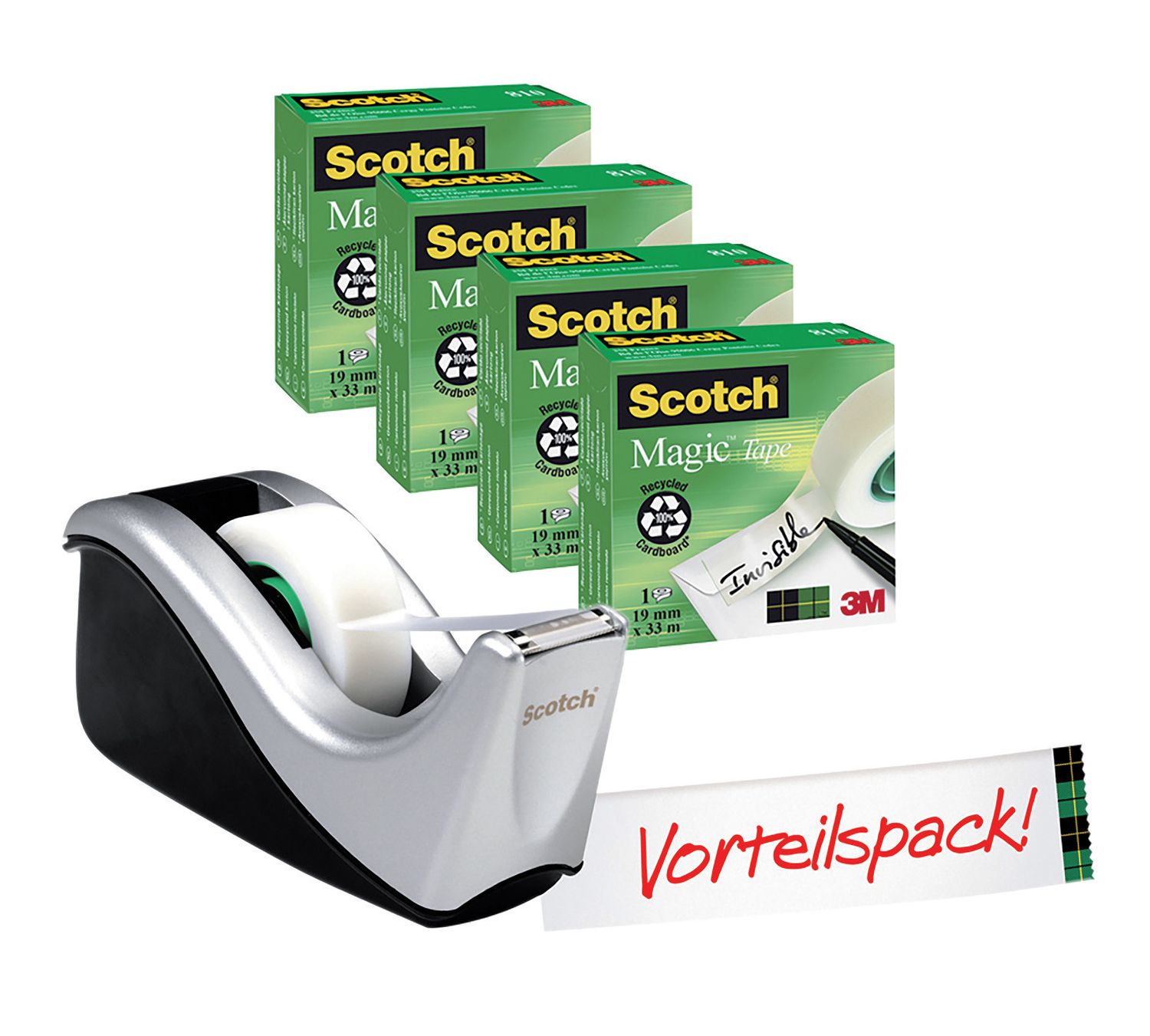 Tischabroller - inkl. 4 Rollen Magic Tape 810, silber/schwarz Tischabroller - inkl. 4 Rollen Magic Tape 810, silber/schwarz