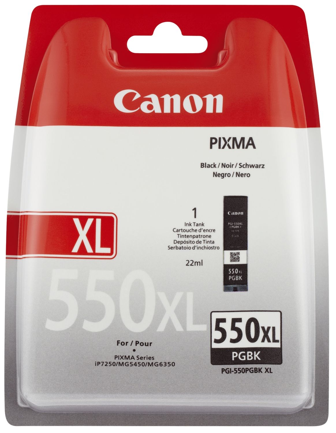 Original Canon Tintenpatrone schwarz High-Capacity pigmentiert (6431B001,PGI-550PGBKXL)