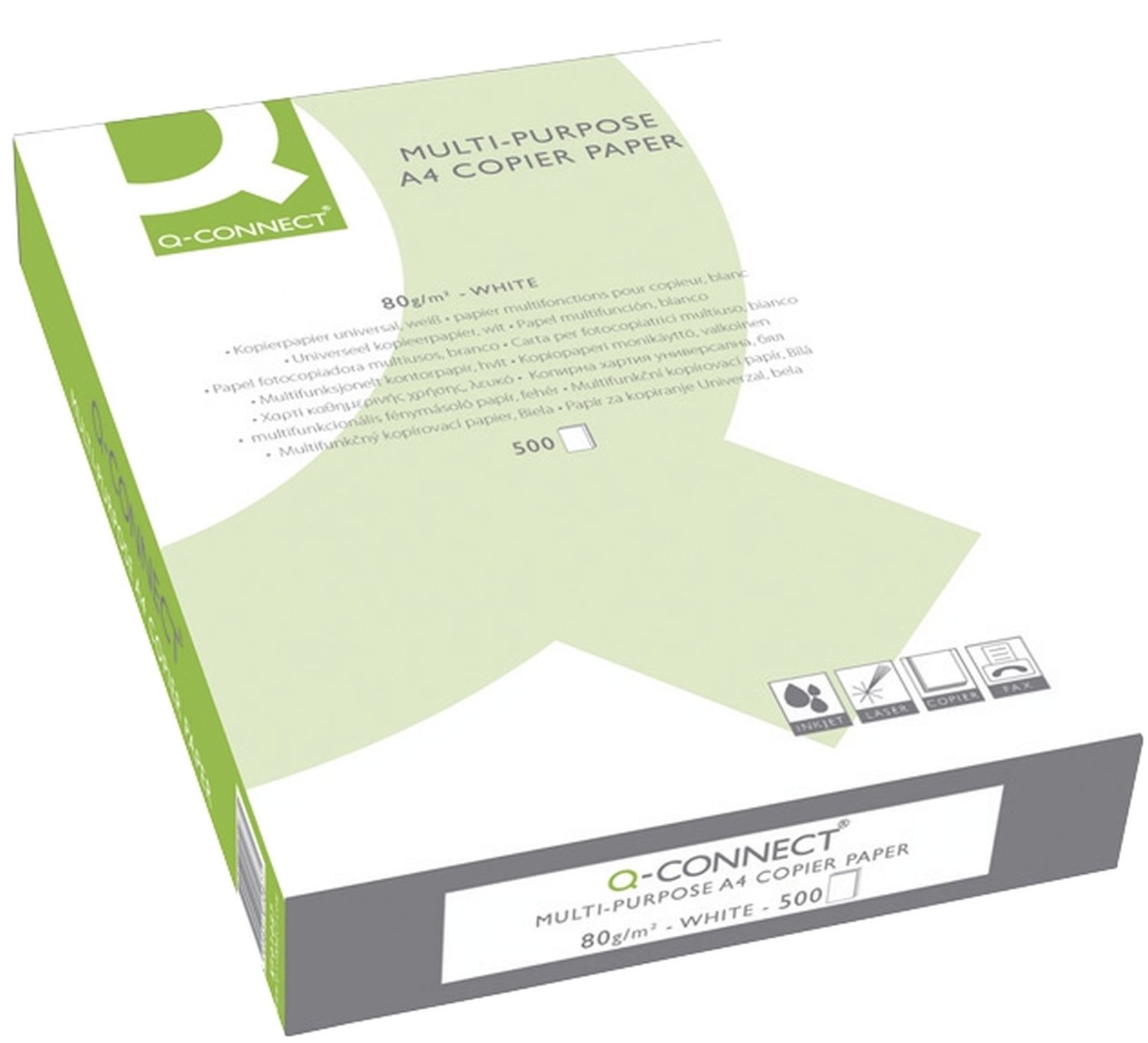 Kopierpapier ECF Q-Connect KF01087, DIN A4, 80 g/qm, weiß, 500 Blatt