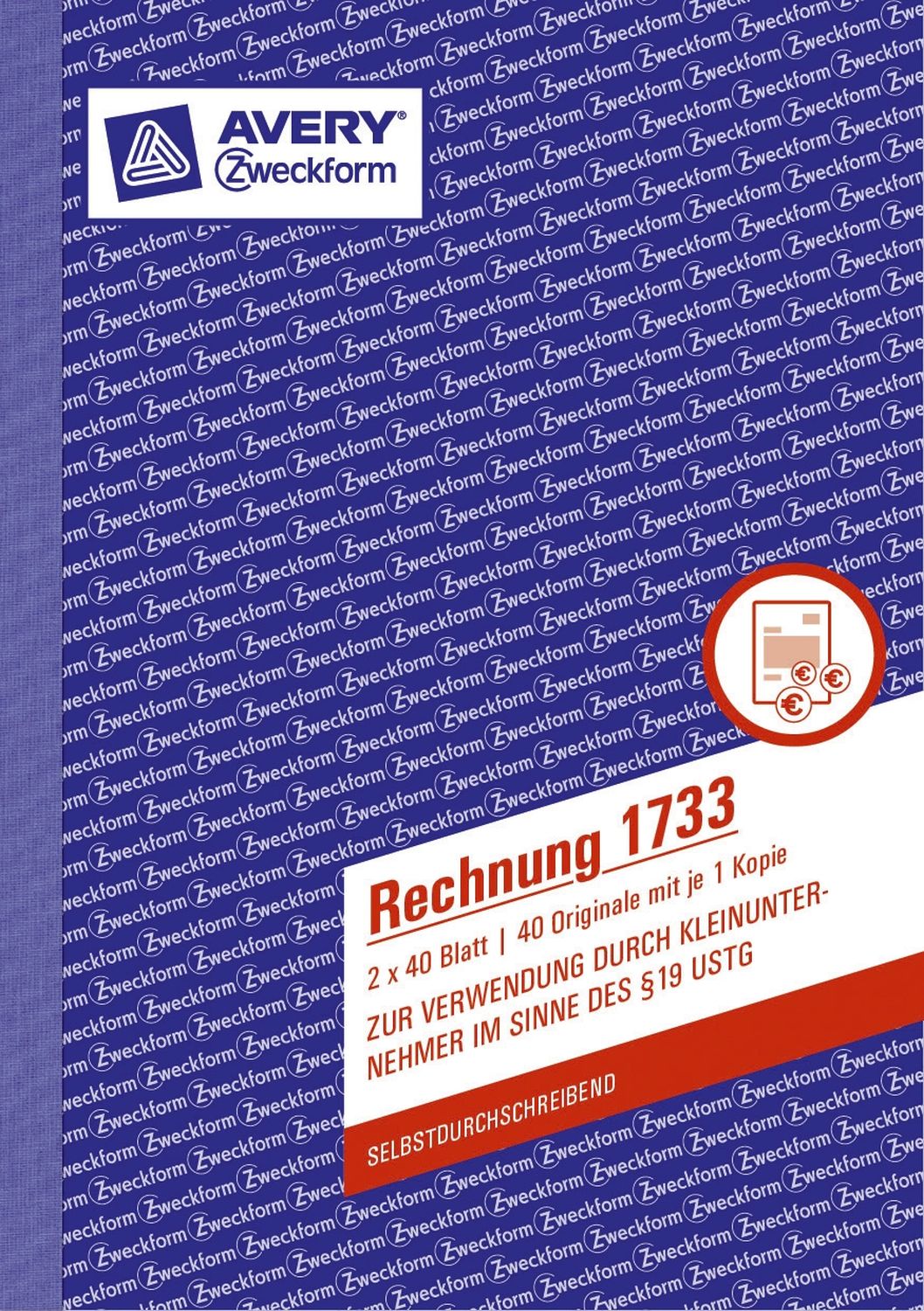 1733 Rechnung Kleinunternehmer, selbstdurchschreibend, DIN A5, 2x40 Blatt 1733 Rechnung Kleinunternehmer, selbstdurchschreibend, DIN A5, 2x40 Blatt