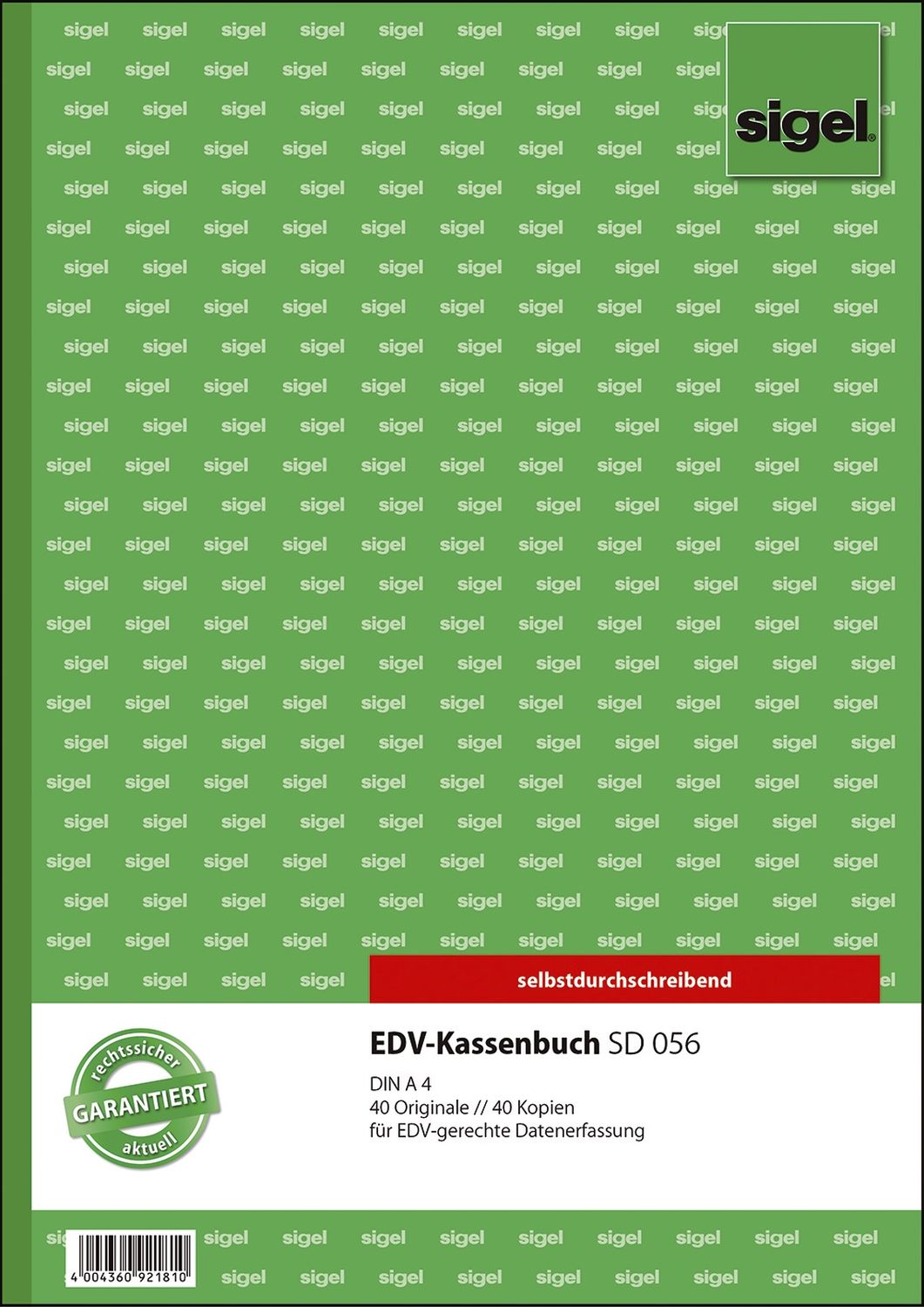 EDV-Kassenbuch - A4, 1. und 2. Blatt bedruckt, SD, MP, 2 x 40 Blatt