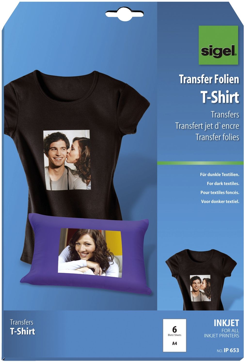 InkJet Transfer Folien für T-Shirts, für dunkle Textilien, inkl. Bügelpapier, 6 Folien InkJet Transfer Folien für T-Shirts, für dunkle Textilien, inkl. Bügelpapier, 6 Folien
