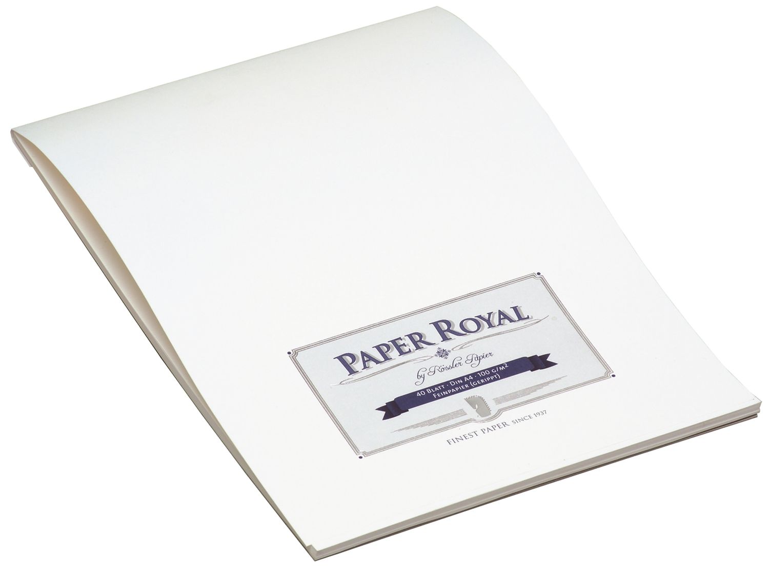 Paper Royal Briefblock - DIN A4, 40 Blatt, weiß, geripptes Feinpapier, veredelt