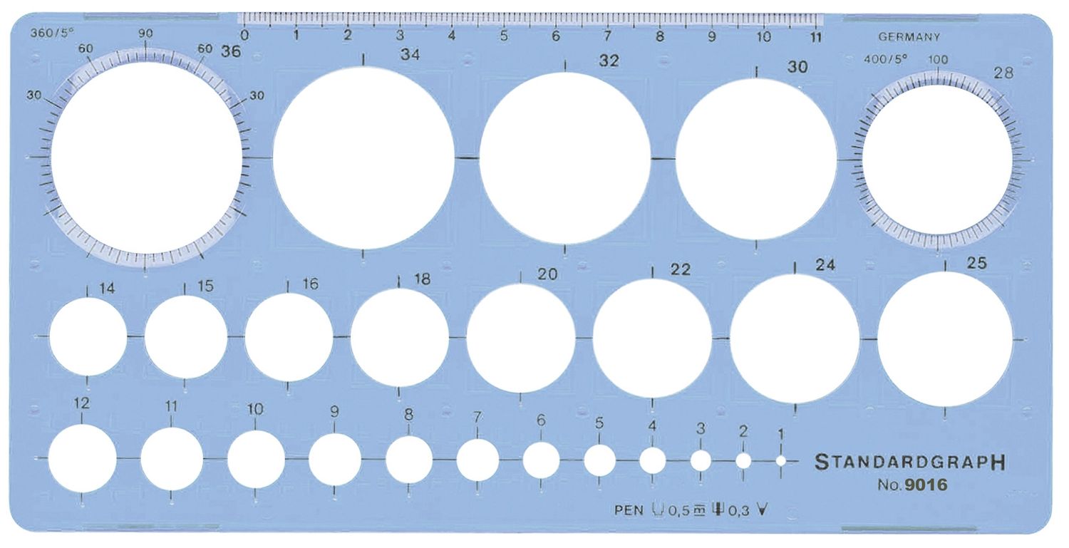 Schablone 9016 mit 25 Kreisen, blau Schablone 9016 mit 25 Kreisen, blau