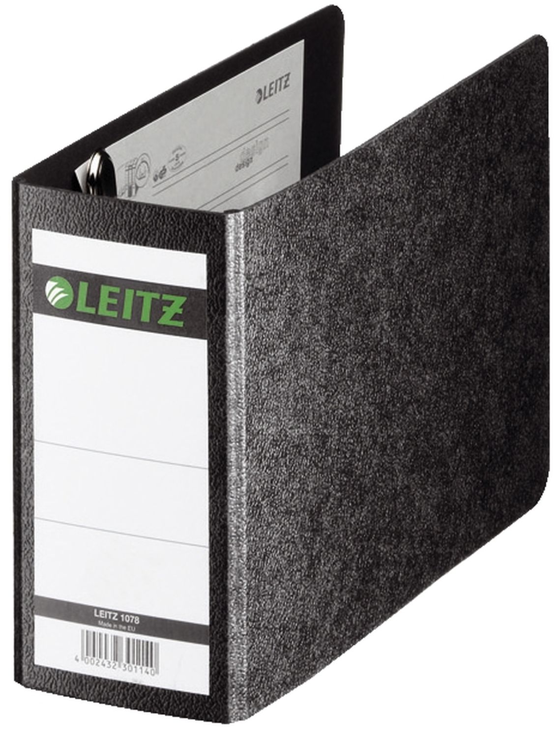 Ordner Leitz 1078-00-00 DIN A6 quer, Hartpappe, breit 77 mm, ohne Griffloch, schwarz