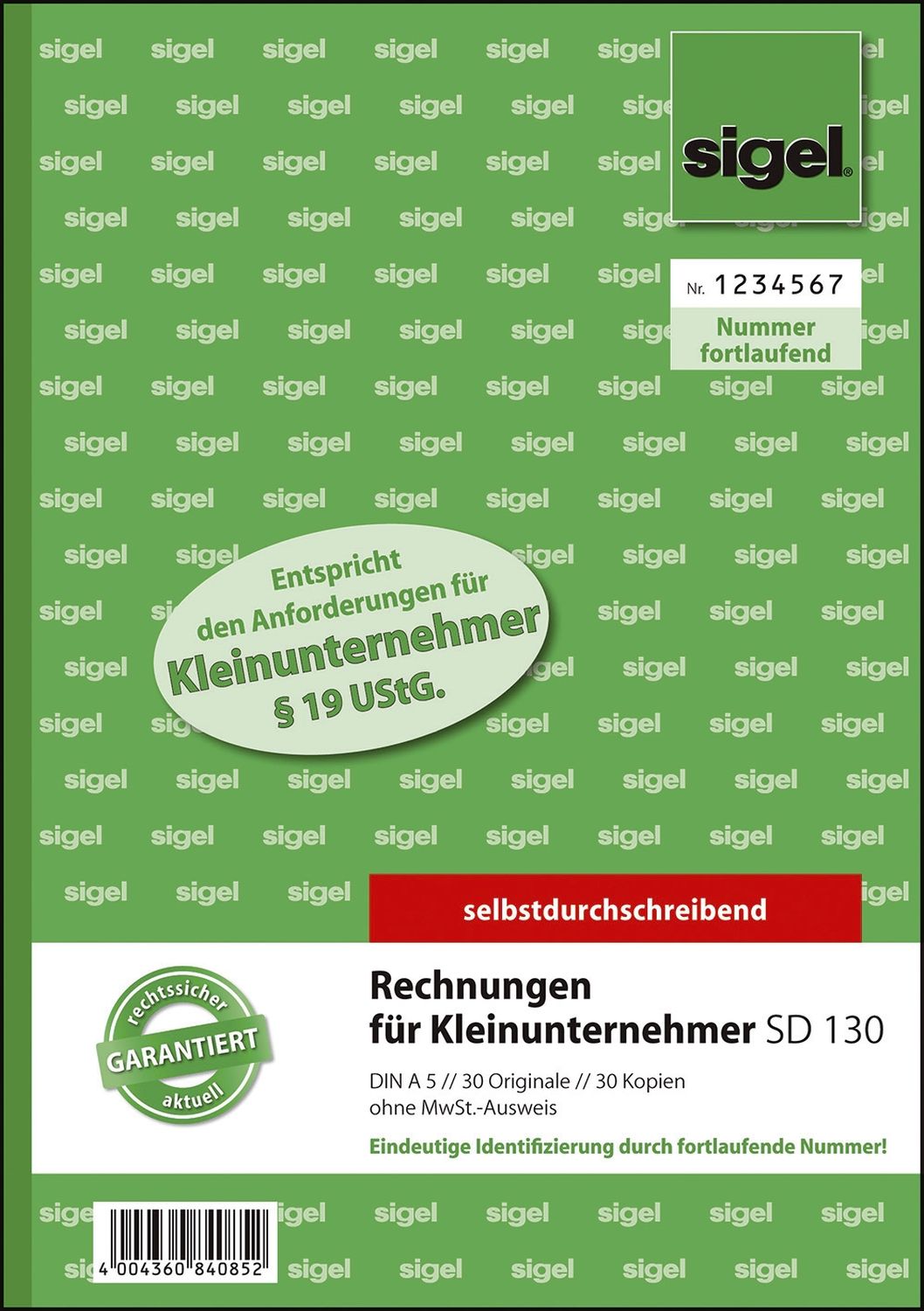 Rechnung für Kleinunternehmer ohne MwSt.-Ausweis - A5, SD, 2 x 30 Blatt Rechnung für Kleinunternehmer ohne MwSt.-Ausweis - A5, SD, 2 x 30 Blatt