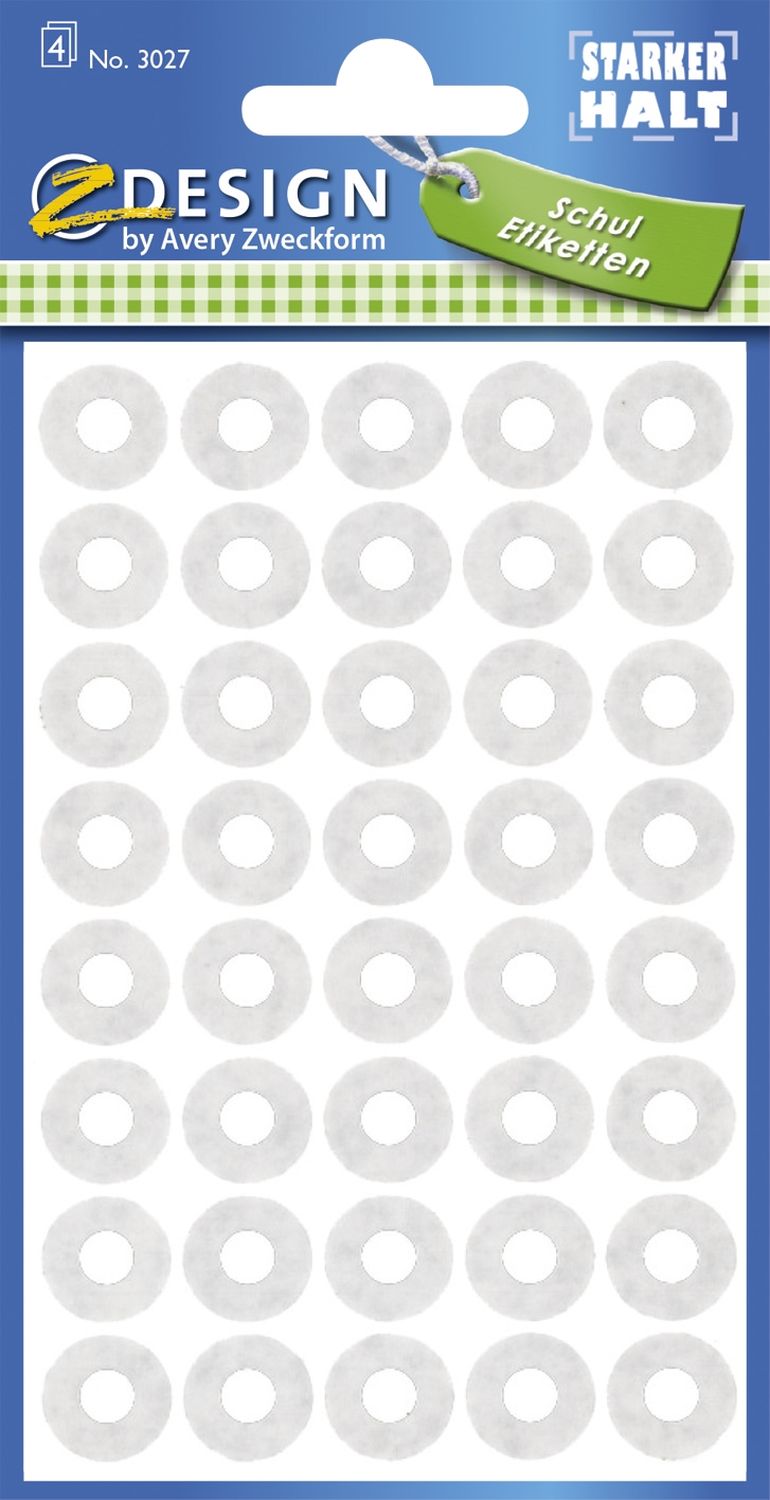 3027 Schule Verstärkungsring Kleinpckg. weiß Papier selbstklebend 4 Bögen 160 Etik. 3027 Schule Verstärkungsring Kleinpckg. weiß Papier selbstklebend 4 Bögen 160 Etik.