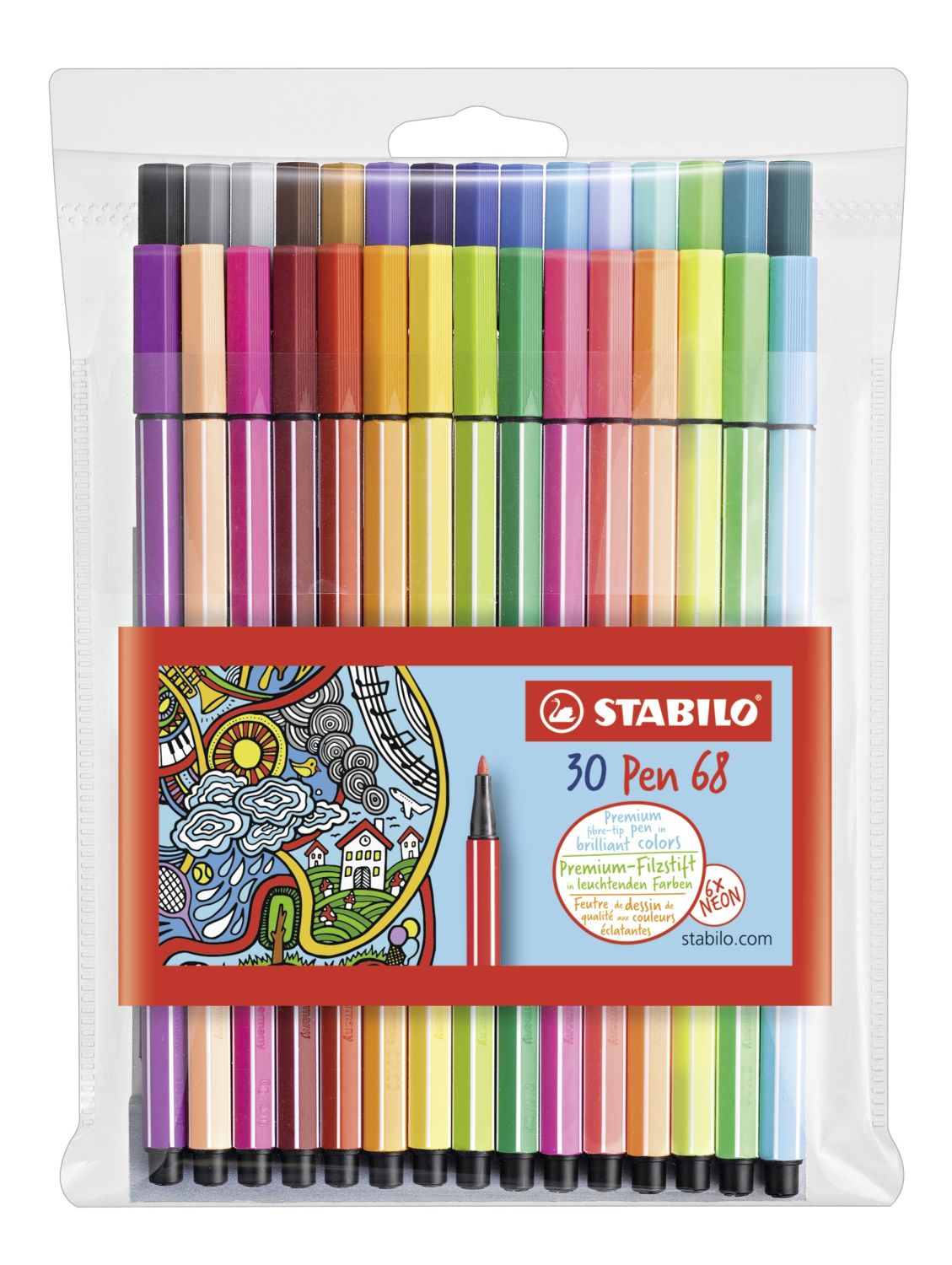 Premium-Filzstift - Pen 68 - 30er Pack - mit verschiedenen Farben inklusive 6 Neonfarben Premium-Filzstift - Pen 68 - 30er Pack - mit verschiedenen Farben inklusive 6 Neonfarben