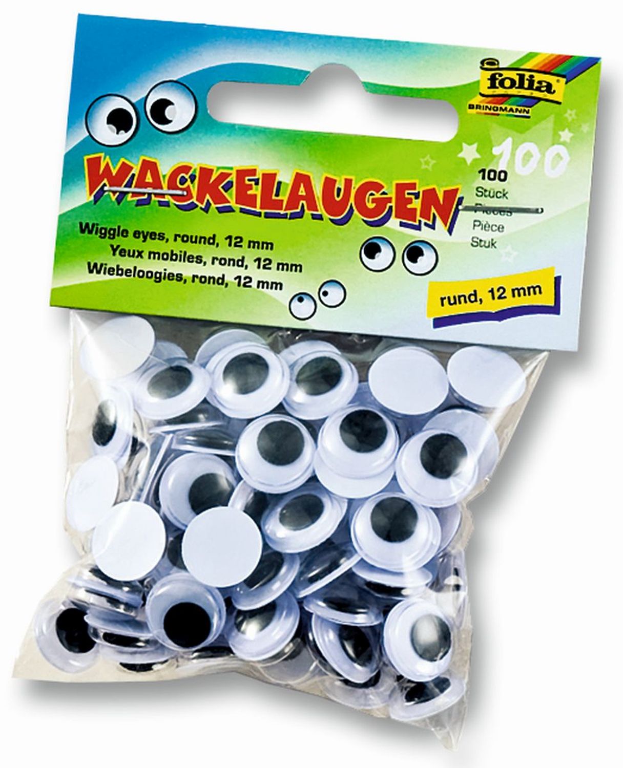 Wackelaugen Ø 12 mm, rund, 100 Stück Wackelaugen Ø 12 mm, rund, 100 Stück
