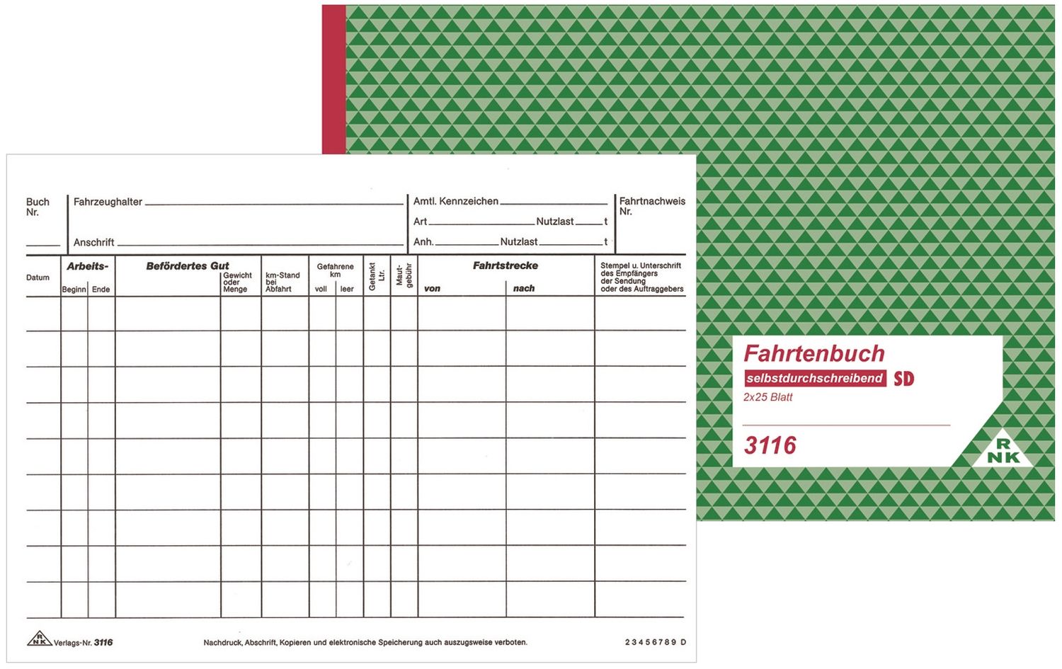 Fahrtenbuch für Lkw - SD, 2 x 25 Blatt, DIN A5 quer Fahrtenbuch für Lkw - SD, 2 x 25 Blatt, DIN A5 quer