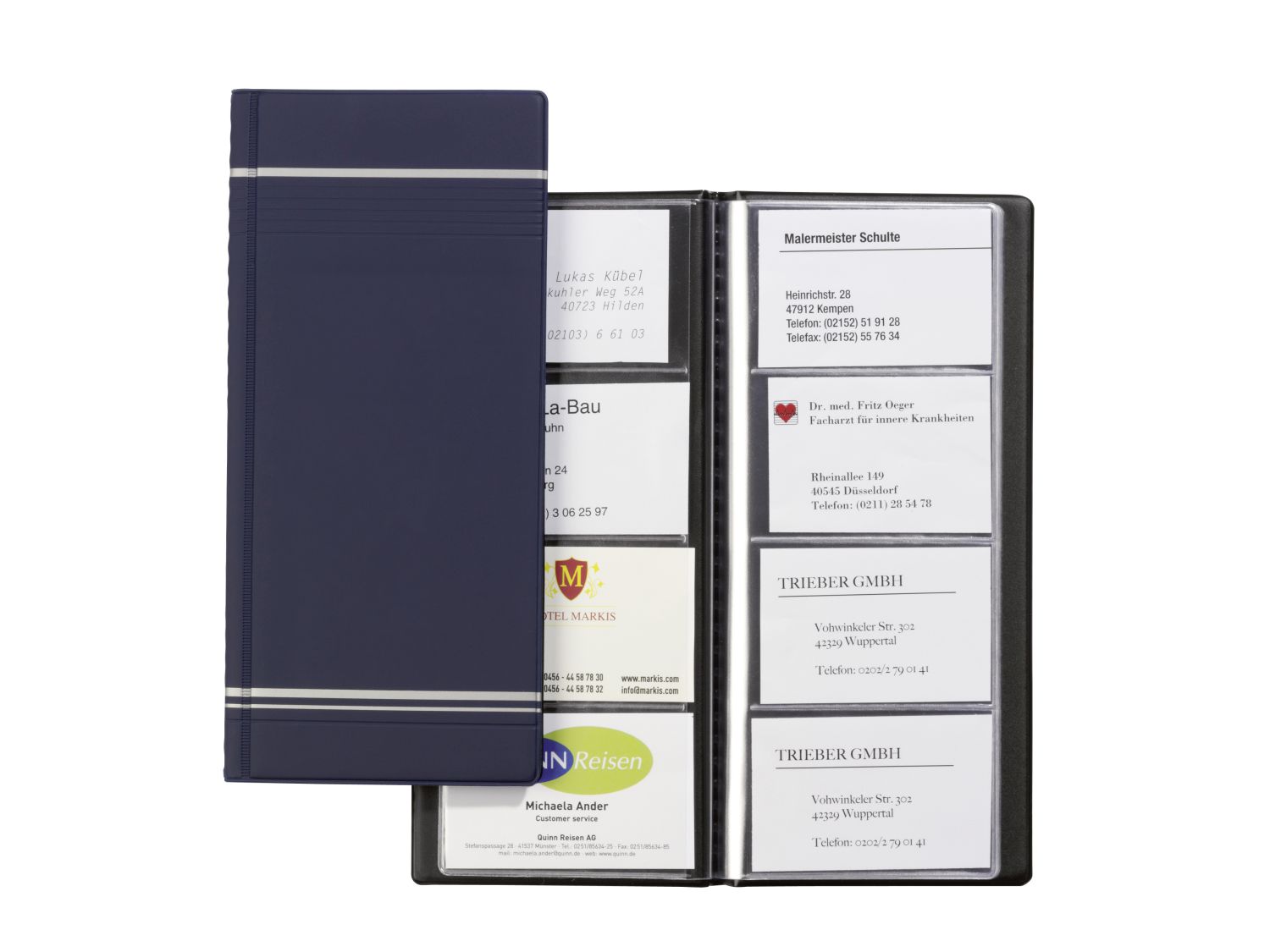 Visitenkartenalbum VISIFIX®, für 96 Karten 90x57 mm, 118x250 mm, dunkelblau Visitenkartenalbum VISIFIX®, für 96 Karten 90x57 mm, 118x250 mm, dunkelblau