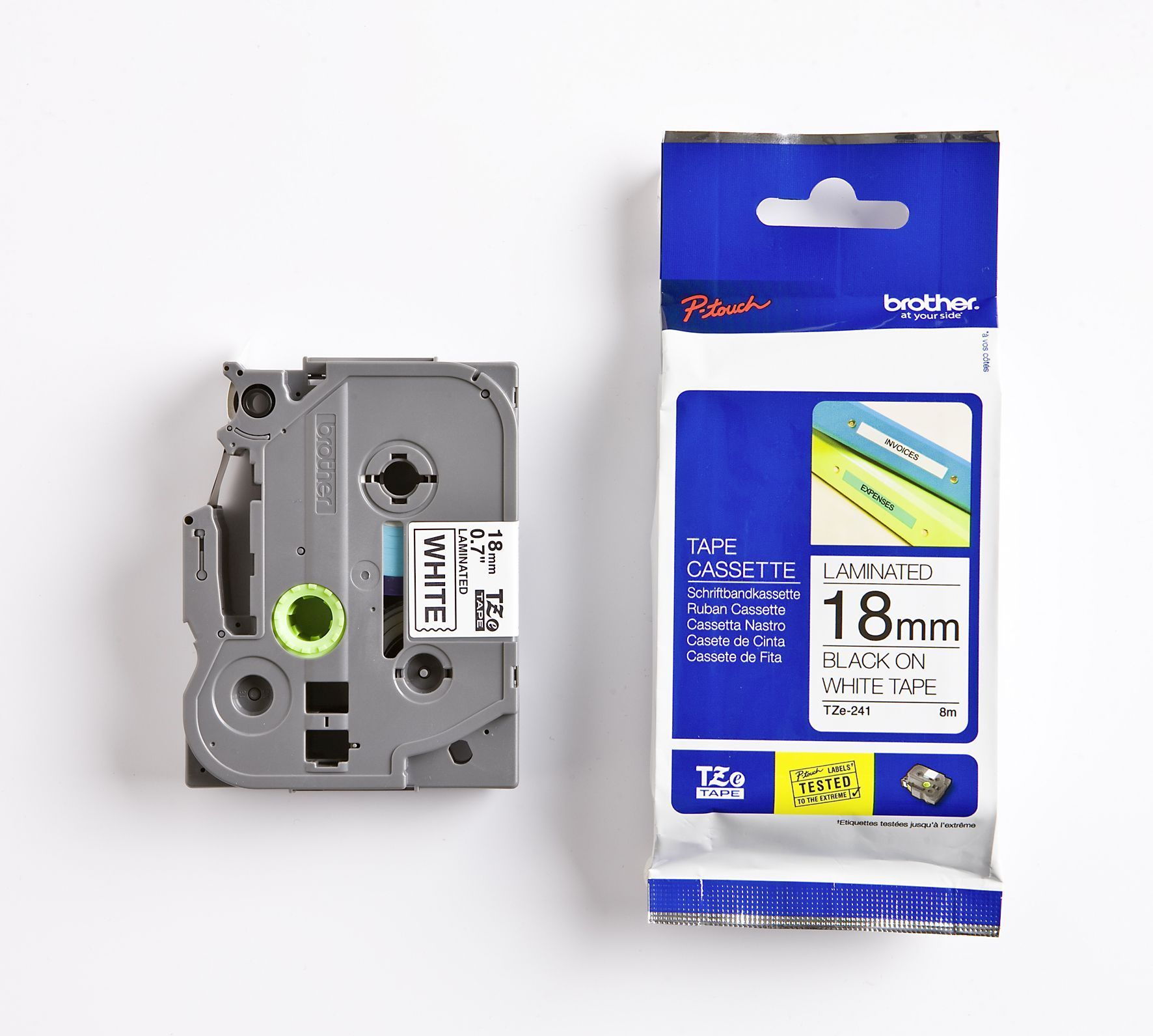 TZe-241 Schriftbandkassette - laminiert, 18 mm x 8 m, schwarz auf weiß