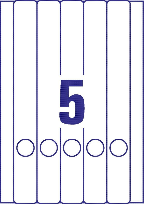 Rückenschild Avery Zweckform L4758-25 PC-beschriftbar, schmal/lang 38 x 297 mm, 30 Bogen/150 Etiketten, weiß