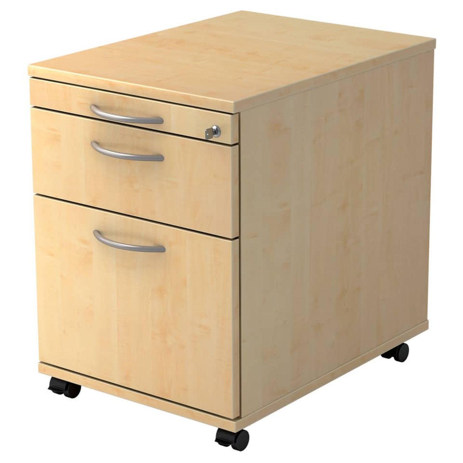 Rollcontainer - 42,8 x 59 x 58 cm, 1 Schub, Hängeregistratur, Bogengriff, Ahorn, mit Montageservice Rollcontainer - 42,8 x 59 x 58 cm, 1 Schub, Hängeregistratur, Bogengriff, Ahorn, mit Montageservice