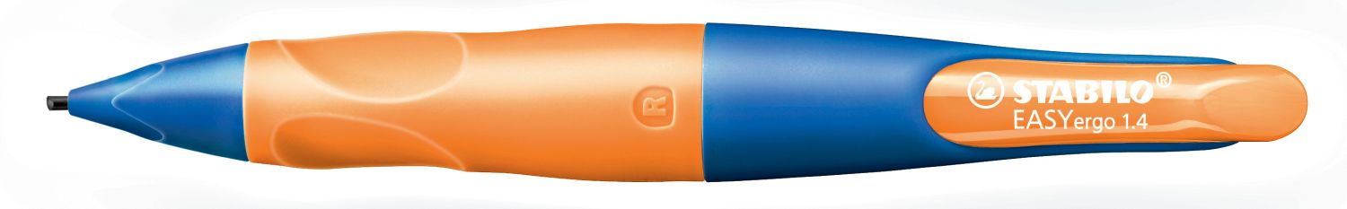 Ergonomischer Druck-Bleistift für Rechtshänder - EASYergo 1.4 in ultramarinblau/neonorange - Einzelstift - inklusive 3 dünner Minen - Härtegrad HB Ergonomischer Druck-Bleistift für Rechtshänder - EASYergo 1.4 in ultramarinblau/neonorange - Einzelstift - inklusive 3 dünner Minen - Härtegrad HB