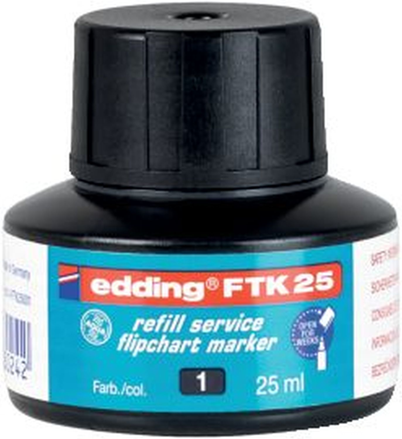 FTK 25 Nachfülltusche - für Flipchartmarker, 25 ml, schwarz FTK 25 Nachfülltusche - für Flipchartmarker, 25 ml, schwarz