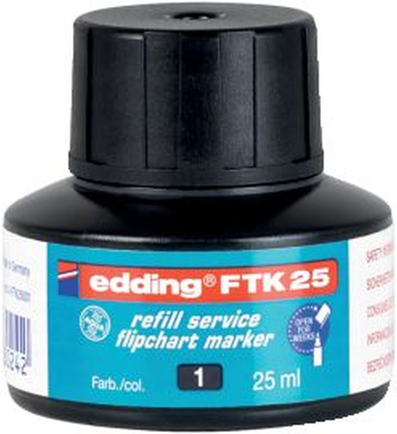 FTK 25 Nachfülltusche - für Flipchartmarker, 25 ml, schwarz