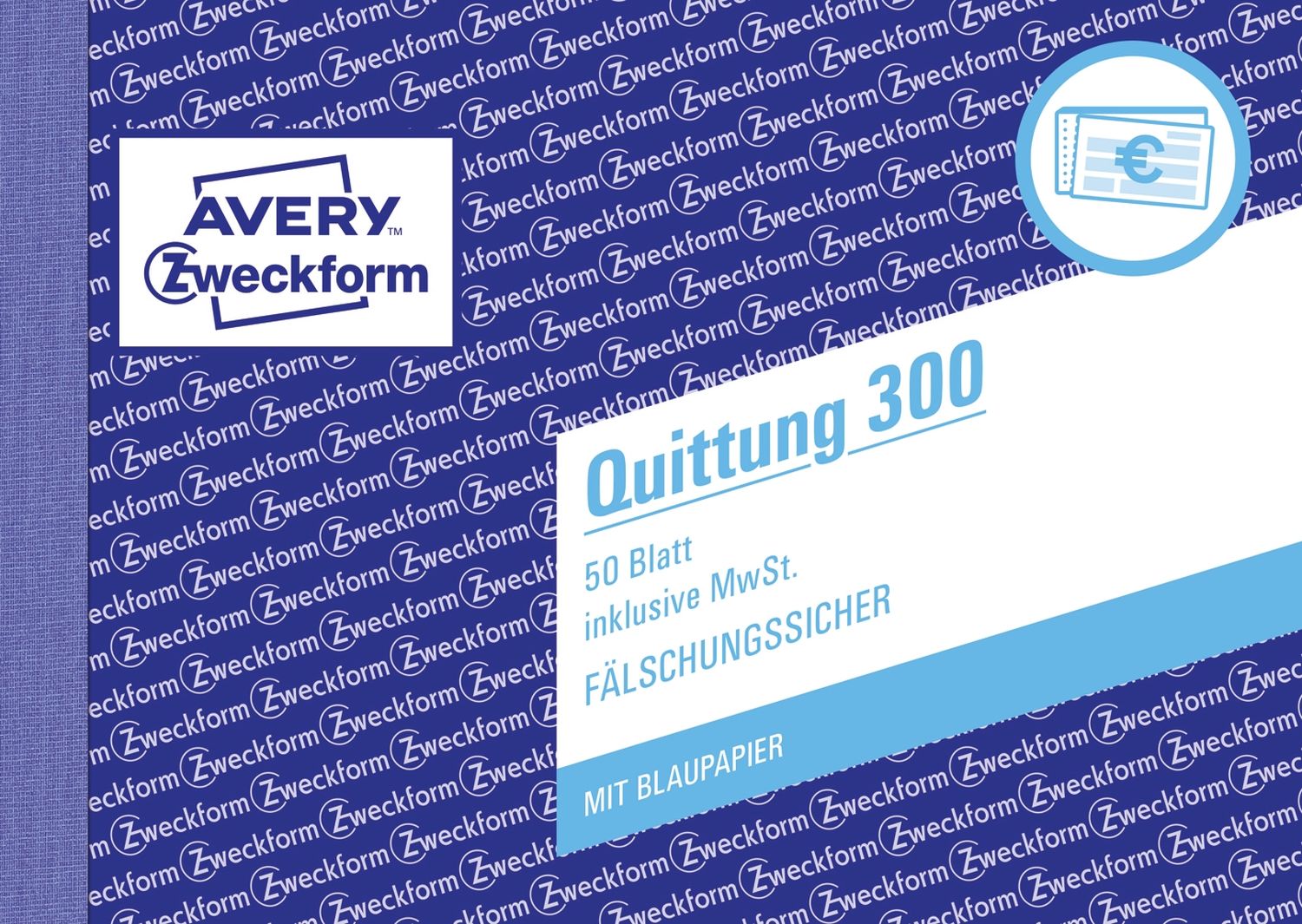 300 Quittung inkl. MwSt. - A6 quer, MP, BL, fälschungssicher, 50 Blatt