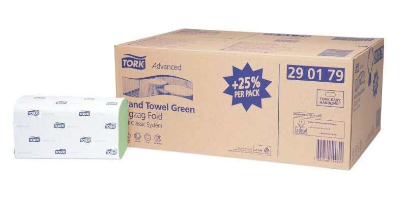 weiche Zickzack Handtücher - 2-lagig Tissue plus, grün, mit Dekorprägung weiche Zickzack Handtücher - 2-lagig Tissue plus, grün, mit Dekorprägung