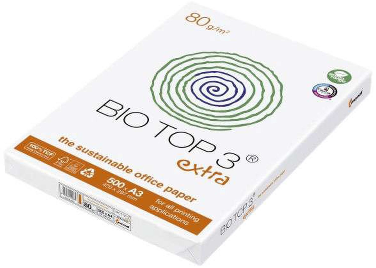 Kopierpapier BIO TOP 3® extra 2100005017 Recyclingpapier, DIN A3, 80 g/qm, naturweiß, holzfrei, 500 Blatt Kopierpapier BIO TOP 3® extra 2100005017 Recyclingpapier, DIN A3, 80 g/qm, naturweiß, holzfrei, 500 Blatt