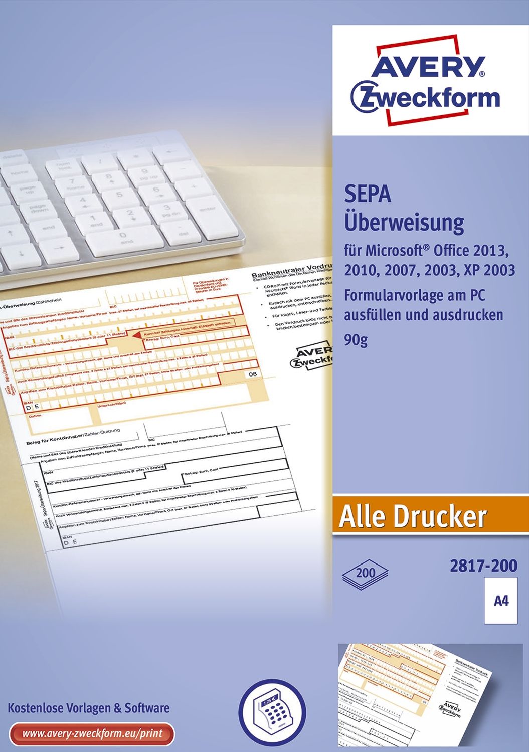 2817-200 Sepa-Überweisung - A4, ohne Software, 200 Blatt