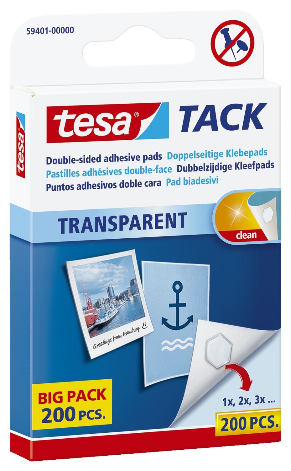 Tack® Klebestücke - 200 Stück, 10 x 10 mm, transparent, ablösbar Tack® Klebestücke - 200 Stück, 10 x 10 mm, transparent, ablösbar
